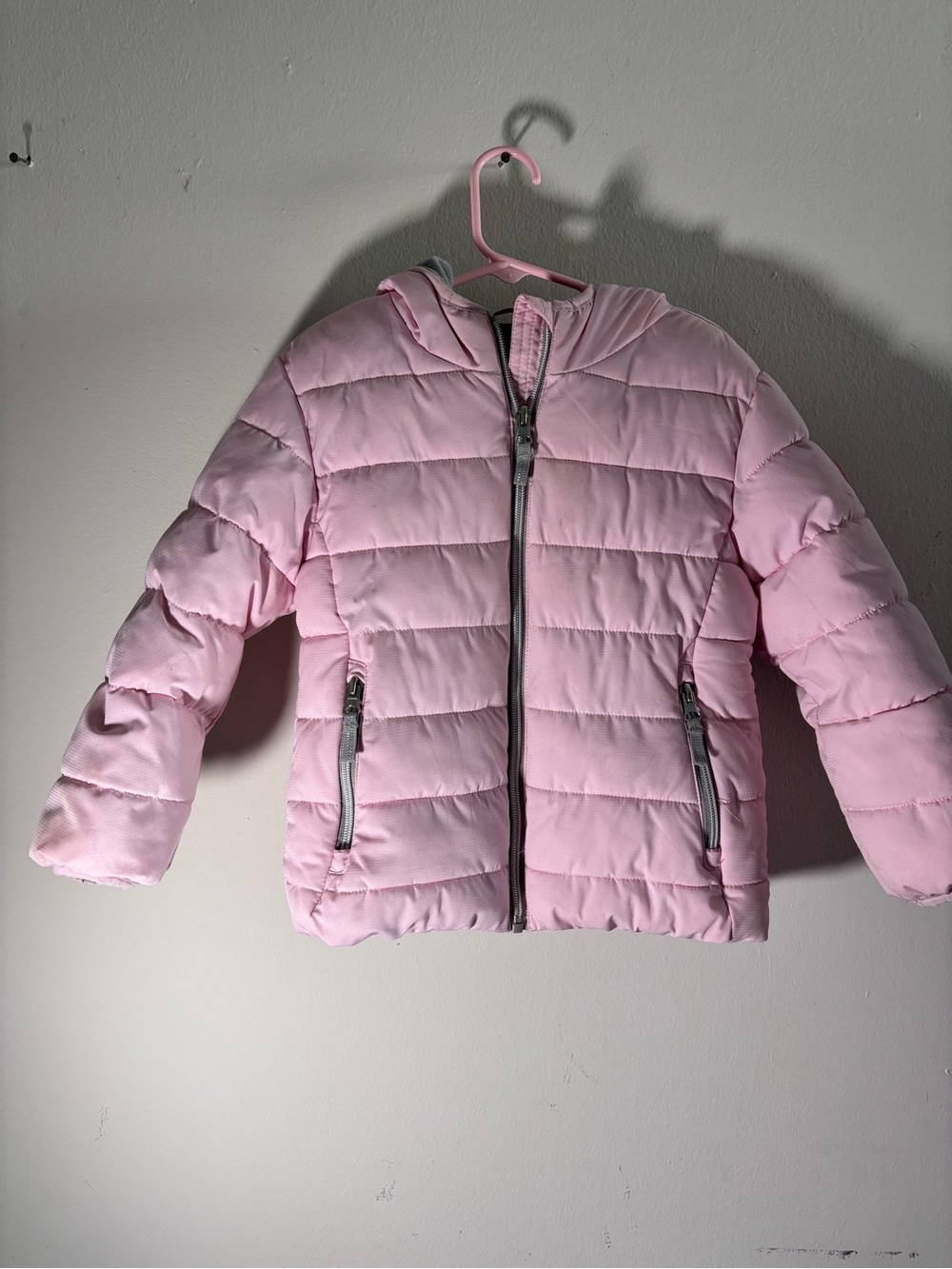 Girls' Light Pink Hooded Puffer Jacket
